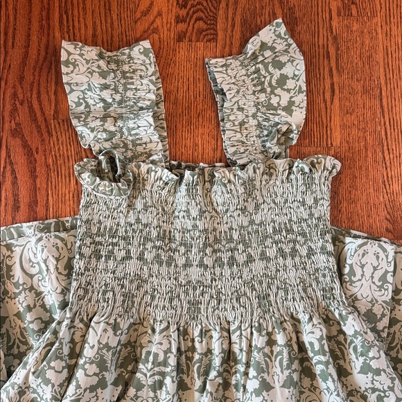 HILL HOUSE Green Baroque Floral Nap Dress S - Picture 2 of 4
